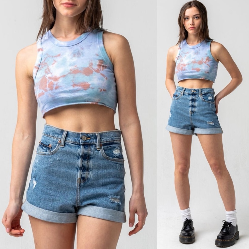 DAZE Dads Girl Eco Distressed Cuffed Mom Shorts